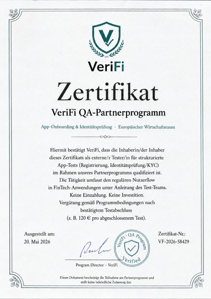 VeriFi Zertifikat · QA-Programm